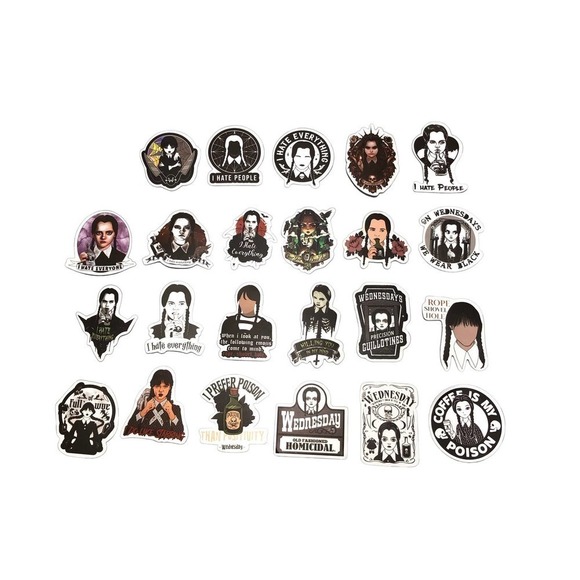 Wednesday Addams Assorted Stickers 23 Stickers - Picture 1 of 8